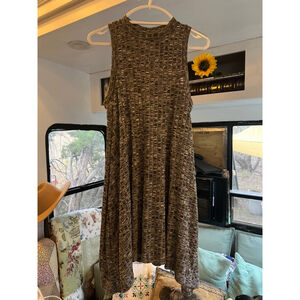 Women's Anthropology Maeve Gray Black Ribbed Sleeveless Dress S